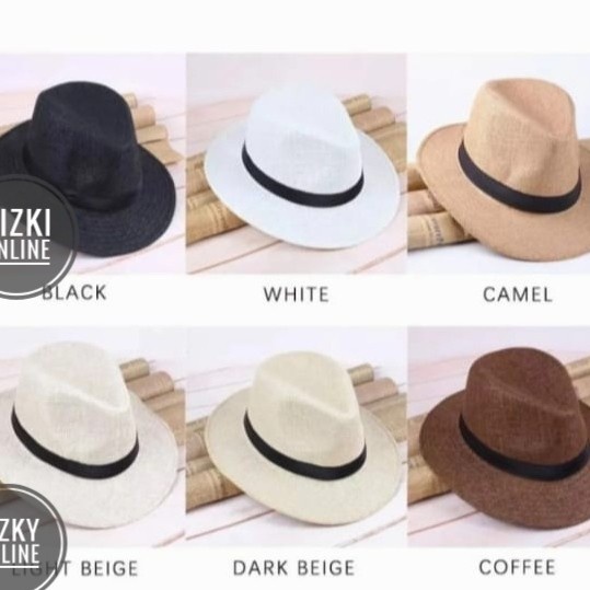 TERMURAH topi fedora lebar besar pantai pria wanita panama - coklat muda