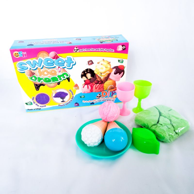 mainan anak pasir ajaib ES KRIM murah SNI main cetak sweet ice cream set warna warni edukasi