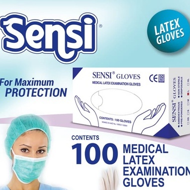 SARUNG TANGAN SENSI LATEX PRE POWDERED ISI 100 PER BOX MEDICAL ONLINE MEDICALONLINE