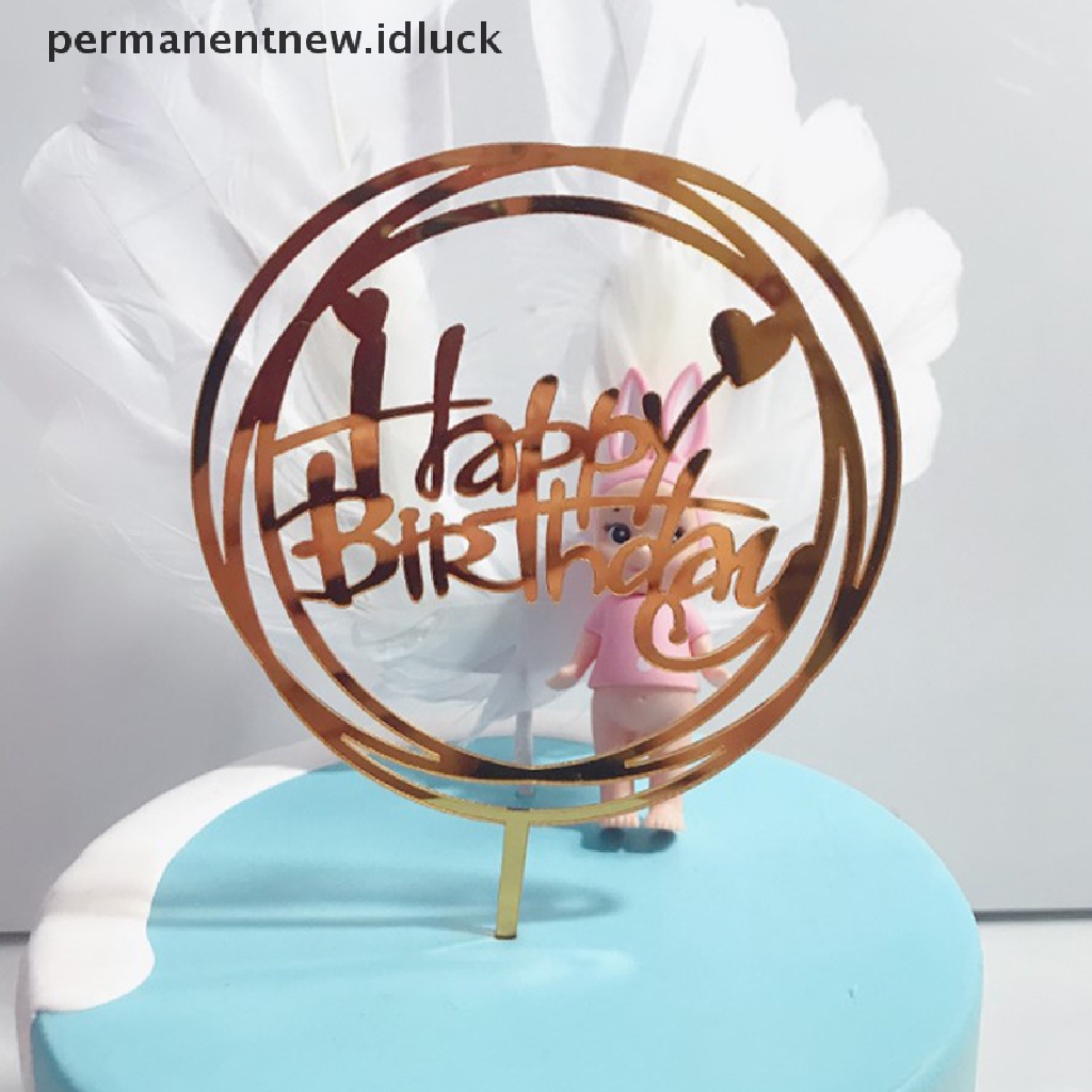 1 Pc Topper Kue Ulang Tahun Bahan Akrilik Warna Emas Untuk Dekorasi Pesta