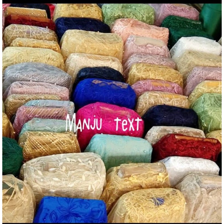 TERMURAH!!! Kain bahan Tulle akar mutiara (PROMO)/ bahan Obral ( motif random)