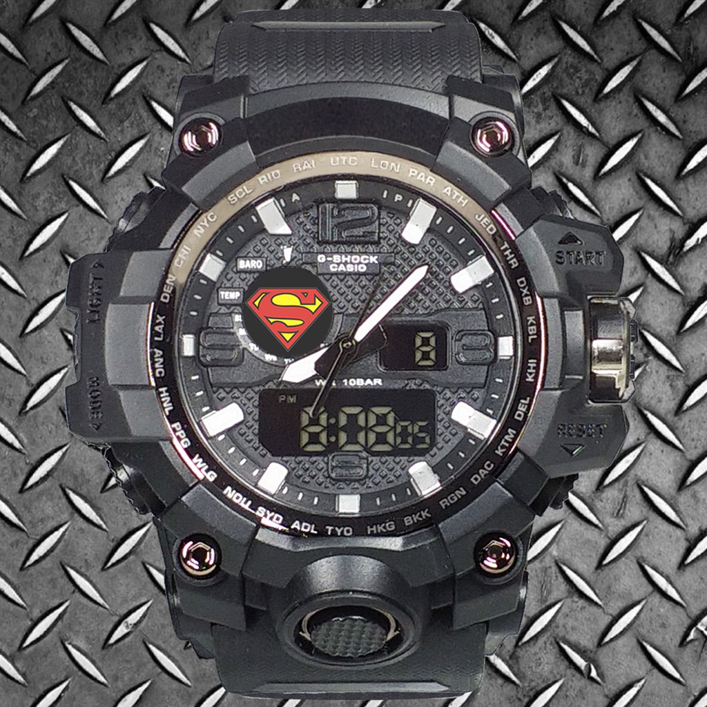 (Istimewa Bossque) Jam SUPERMAN Double Time Full Black (Exclusive)