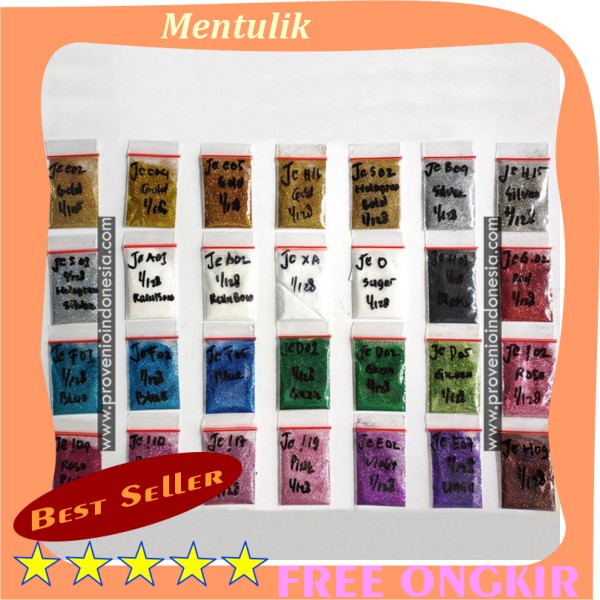 

PROMO !!! Bubuk Glitter Kiloan Gliter Serbuk Warna Merah Biru Hijau Silver slime