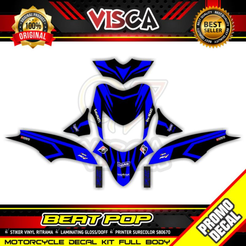 STICKER DECAL MOTOR BEAT POP FULL BODY HITAM BIRU