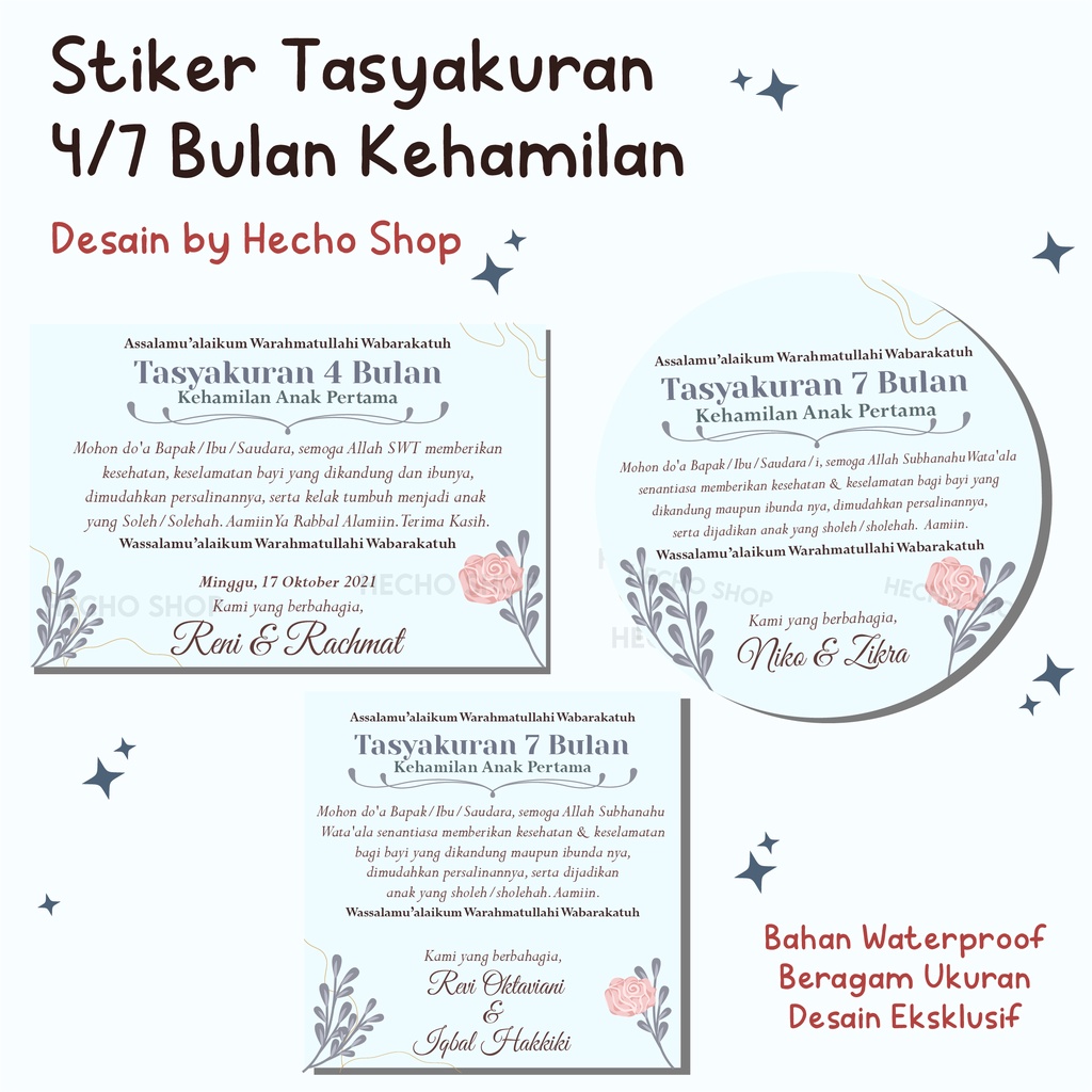 

Stiker Tasyakuran 4 / 7 Bulan Kehamilan / Stiker 4/7 Bulanan