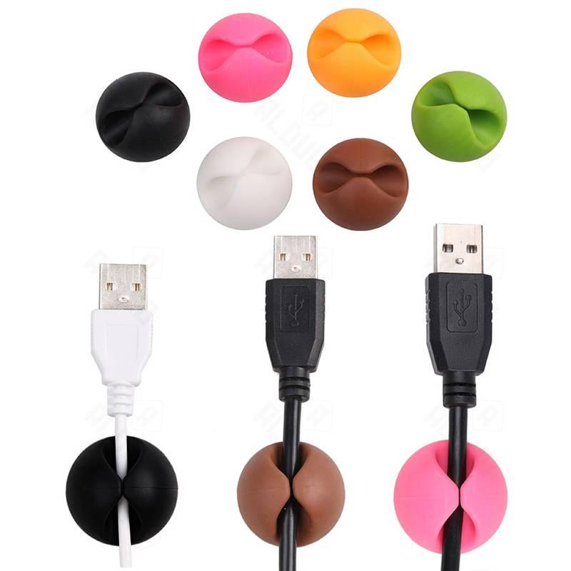 1Pcs USB Cable Organizer Wire Winder Earphone Holder Cord Clip Office Desktop Phone Cables Silicone Tie Fixer Wire Management