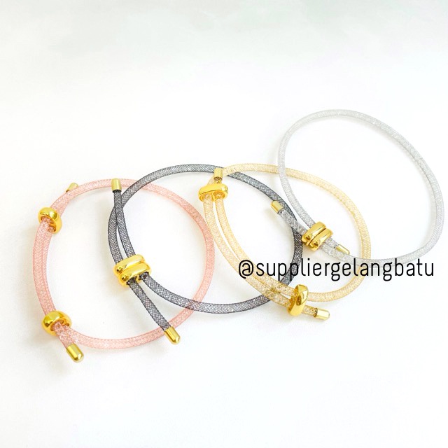 Gelang Tali Kawat Anti Air Waterproof Untuk Charm Liontin Wire Rope Emas Hongkong Size bisa diatur sendiri bayi dewasa anak