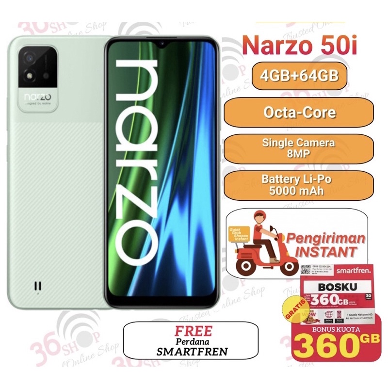 HP Realme Narzo 30A 4/64,Narzo 20 4/64,Narzo 50i 4/64GB Garansi Resmi Realme Indonesia-Narzo 50i 4/64 Hijau