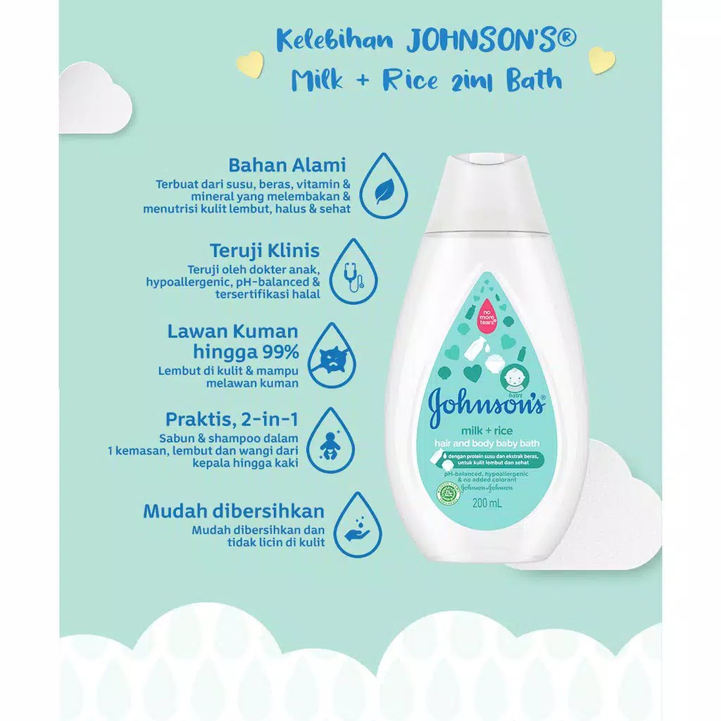 JOHNSONS BABY LOTION MILK+RICE 200 ML