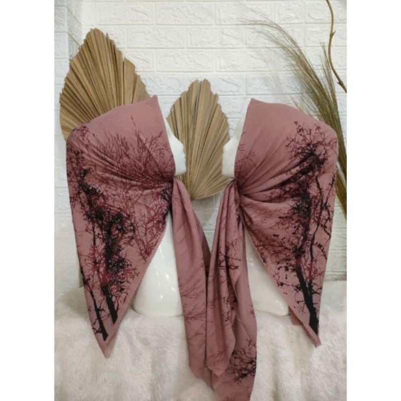 Hijab Segi Empat Vola Motif Voal Motif Ranting Warna Salem