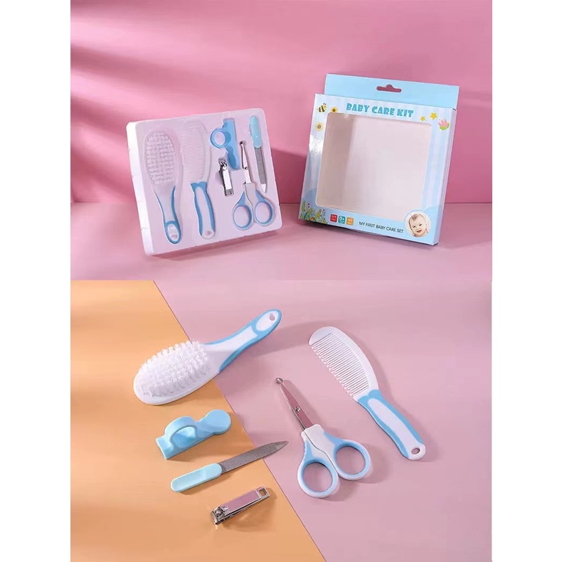 [1KG 12PCS] Kiddikiddo Baby Care kit set 6in1 / Baby Gift Set terbaik-6 IN 1 BLUE