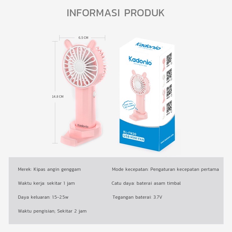 Kipas Angin Mini Portable HMN30 Baterai Meja Fan