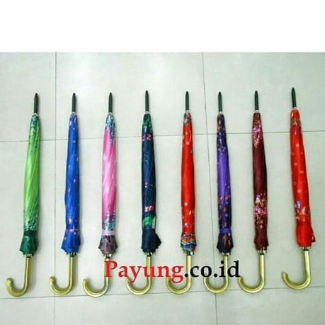 Payung Satin Jumbo Motif Bunga Payung Tongkat Dewasa Flower Umbrella Handle J Grosir Murah Souvenir
