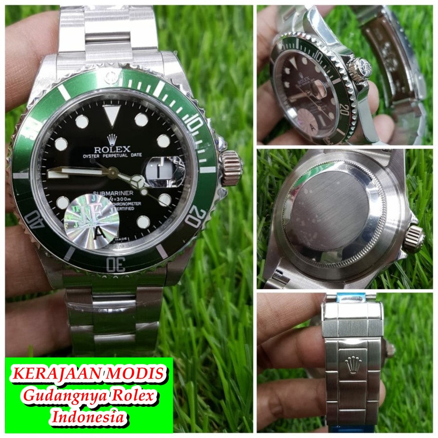 Big Promo Rolex Submariner 16610 Lv Green No Rehaut Engraving Jf 1:1 Best Jam Tangan Pria Fashion Te