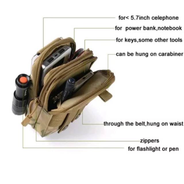 TAS PINGGANG A318 TACTICAL ARMY Loreng POUCH TEMPAT SARUNG HP