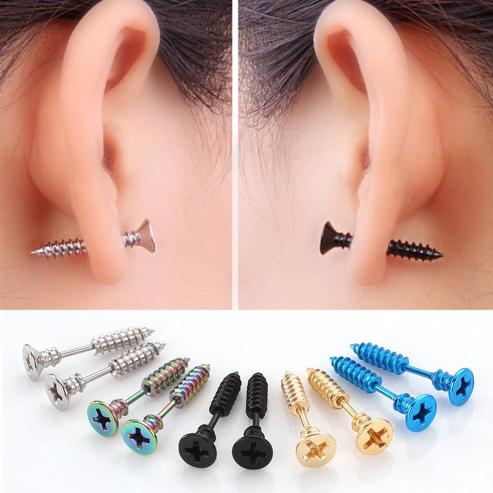 BP0078 - Anting Tusuk Tindik Piercing Screw Baut Kpop Korea BTS Jungkook Taehyung NCT EXO Bigbang