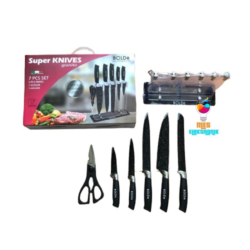 Pisau Bolde / Bolde Super Knives Granito Hitam 7 Pcs