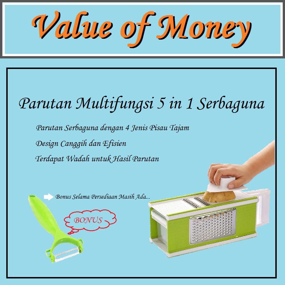 VOM Multi Purpose Grater - ParutanSerbaguna 5 in 1 Multifungsi 0673