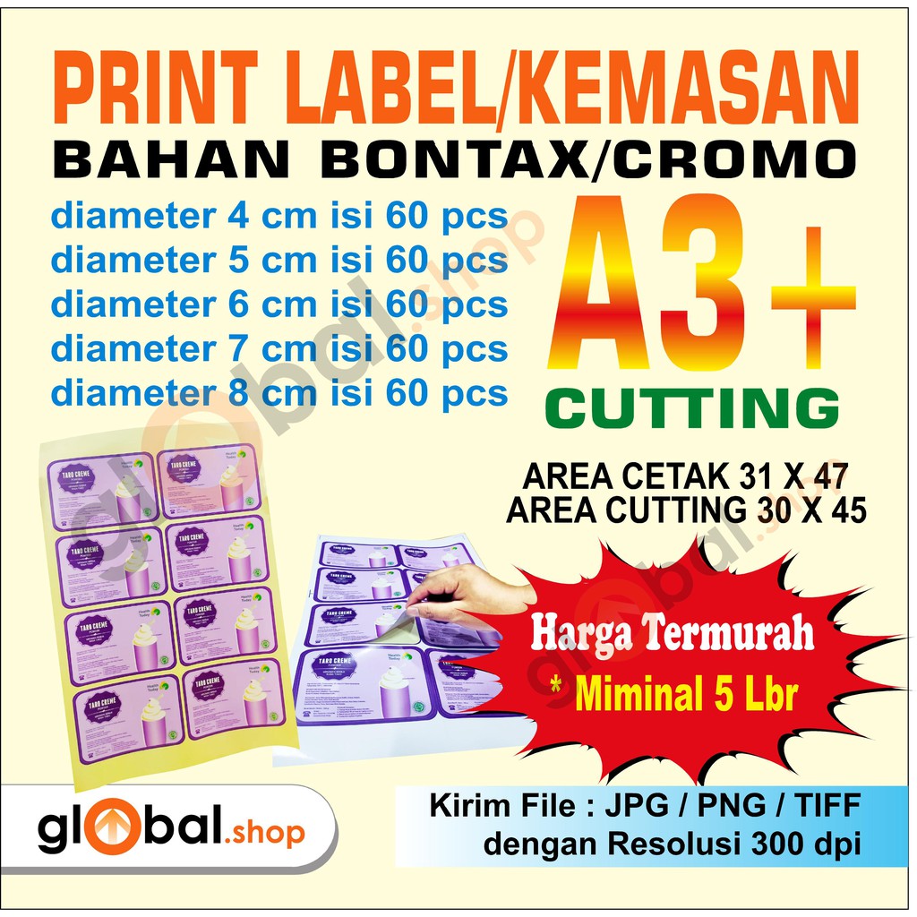 

STIKER CROMO / BONTAX + CUTTING UKURAN A3+ | STIKER LABEL KEMASAN