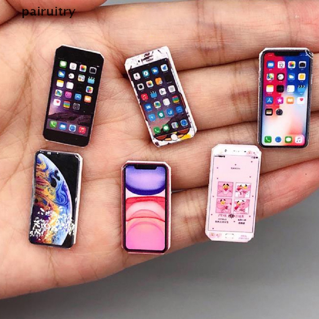 Prt 1PC Miniatur Handphone Skala 1: 12 Untuk Aksesoris Rumah Boneka PRT