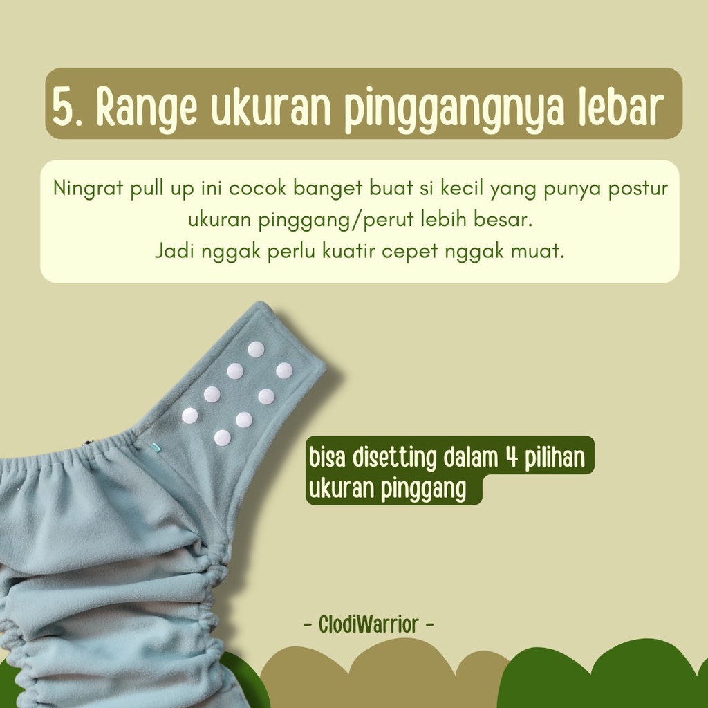 Ningrat Pull Up Pant (Baelum termasuk insert) Clodi Popok Kain Bayi Cuci Ulang Model Celana Pakai Kancing BB 4-15kg Belum Termasuk Insert