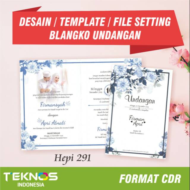 TEMPLATE UNDANGAN BLANGKO HEPI 291 - DESAIN UNDANGAN PERNIKAHAN - FILE SETTING UNDANGAN