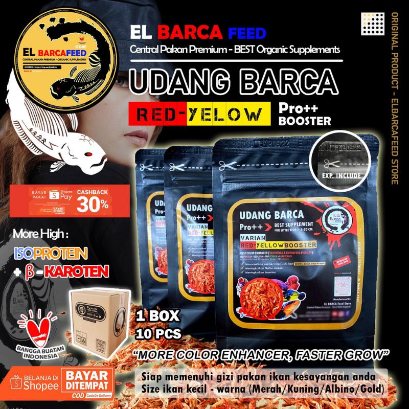 UDANG BARCA Pro++ [RED-YELLOW BOOSTER] PUSH SUPER RED-YELLOW-GOLD-ALBINO COLOR - EL BARCA Feed - Pak