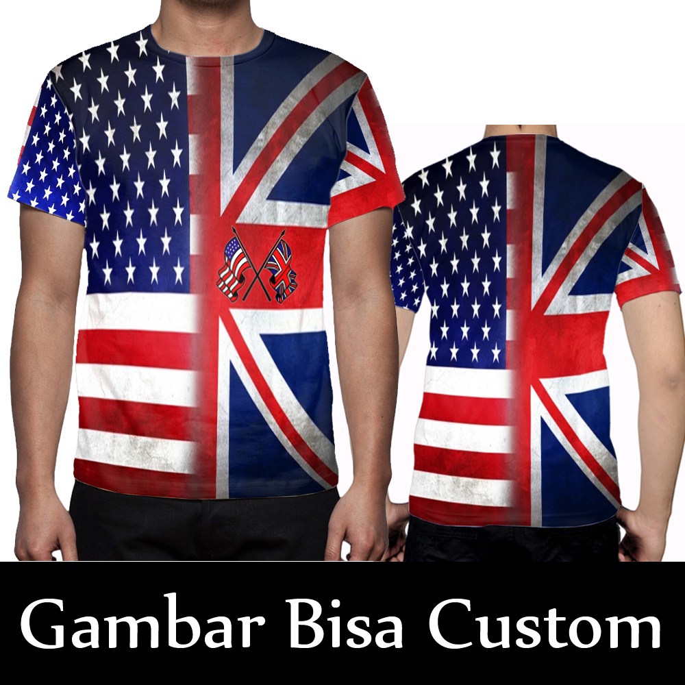 Kaos Bendera Inggris - Pakaian Pria Bendera Inggris Fullprint - Baju Kaos T-Shirt Cowok Bendera Ingg