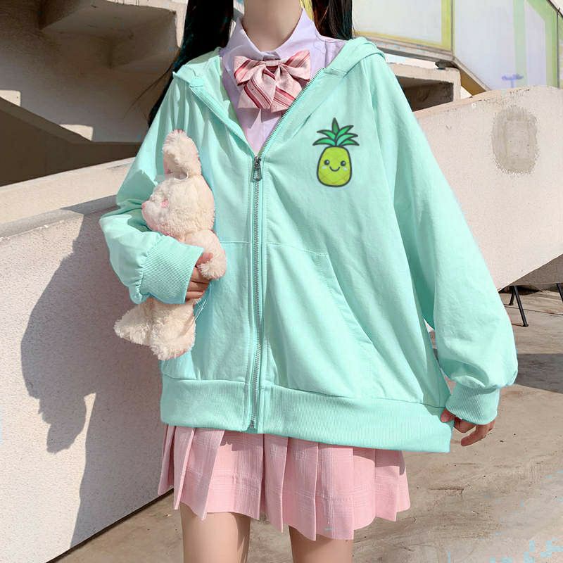 S - XXXXXL(6XL) Zip Hoodie PINEAPPLE NANAS Good Vibes only Tosca Jaket Resleting BIGSIZE JUMBO OVERSIZE Pria Wanita Sweater Korean Style Peach Peachy Tosca Tumblr