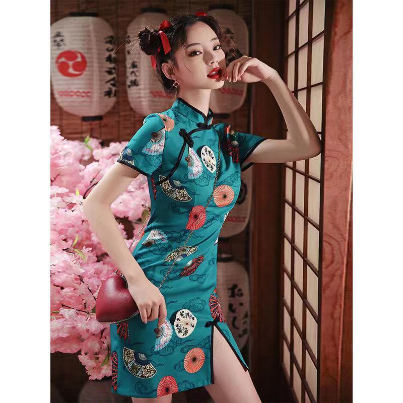 Cheongsam improved 2022 new Chinese style retro literary girls can wear short sleeved dresses every