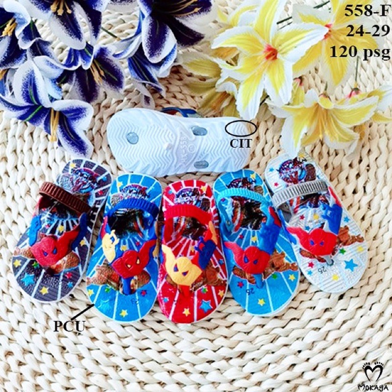 Sandal Let Cit Anak Cowok Balita Mainan Spiderman Import Mokaya 558-F