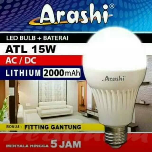 Arashi Bohlam Lampu Ajaib Lampu Emergency LED ATL- 15 watt
