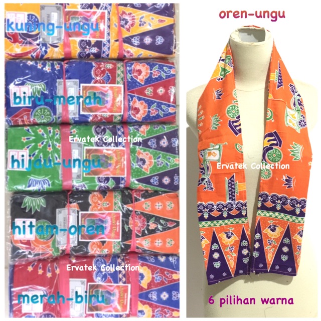 Selendang Batik Betawi Ondel Ondel / Cukin / Sorban / Syal Batik Tumpal-2