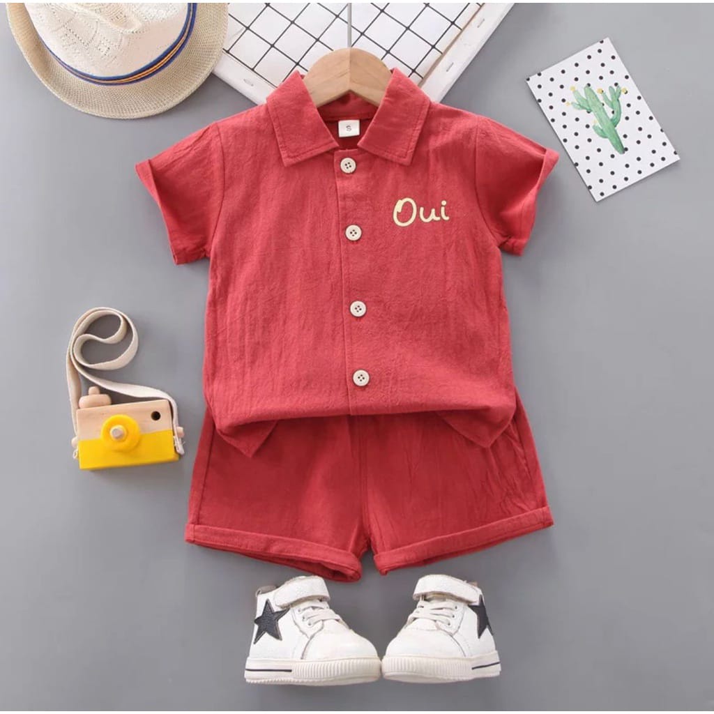 SETELAN ANAK BAHAN RAYON KEMEJA ANAK SETELAN OUI BAJU UMUR 1-5 TAHUN