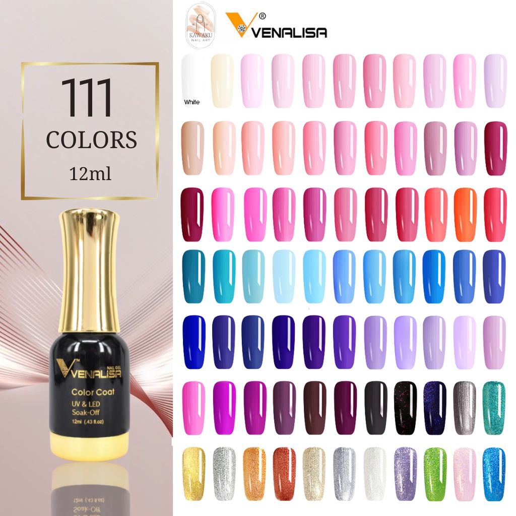 VENALISA Color Coat Nail Polish Soak Off UV LED / Kutek Gel / Cat kuku No 1061-1090