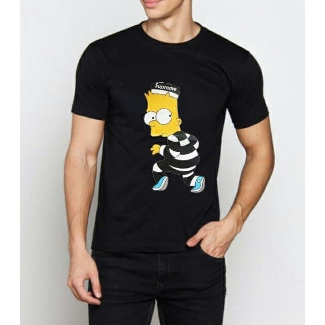 Kaos Pria / Kaos Distro / Kaos Cowo Simpson Supreme - Hitam