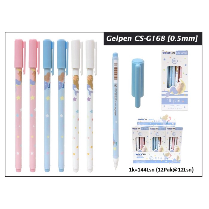 

pen gel chosch motif duyung mermaid isi 12 pc