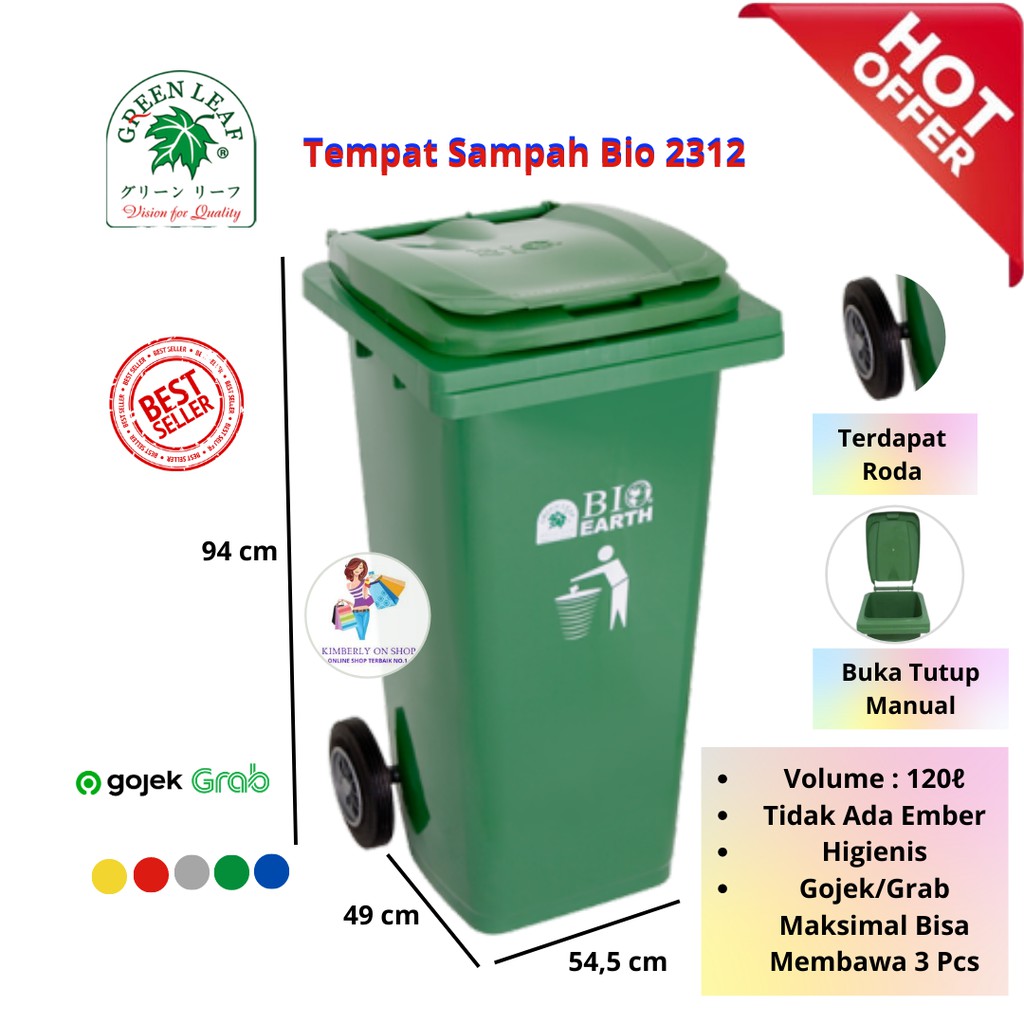 Tempat sampah BIO Dustbin 120 liter 2312 green leaf