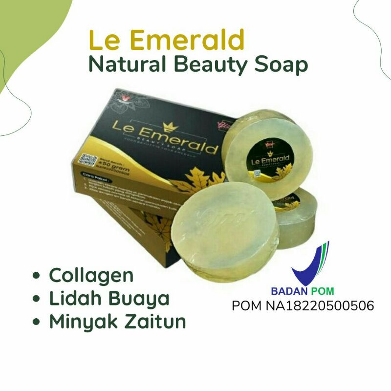 Sabun Pemutih Badan Le Emerald Beauty Soap Pencerah Wajah Penghalus Muka Alami Sabun Mandi Batang BPOM