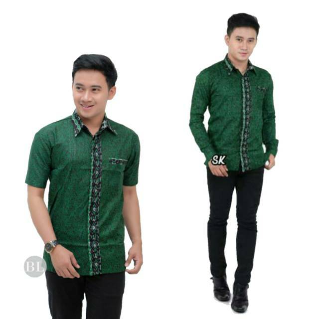 Kemeja PENDEK MEGA Mendung HIJAU Botol Atasan Hem Pria Modern