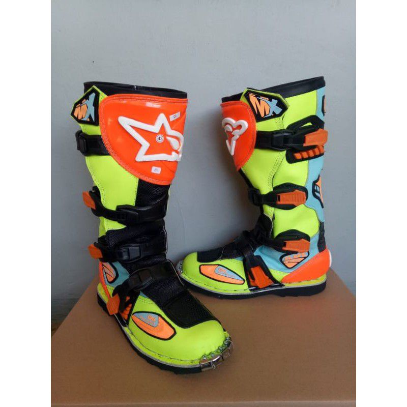 Sepatu Trail Motorcross Trabas RNL Fluo Orange Gesper 4