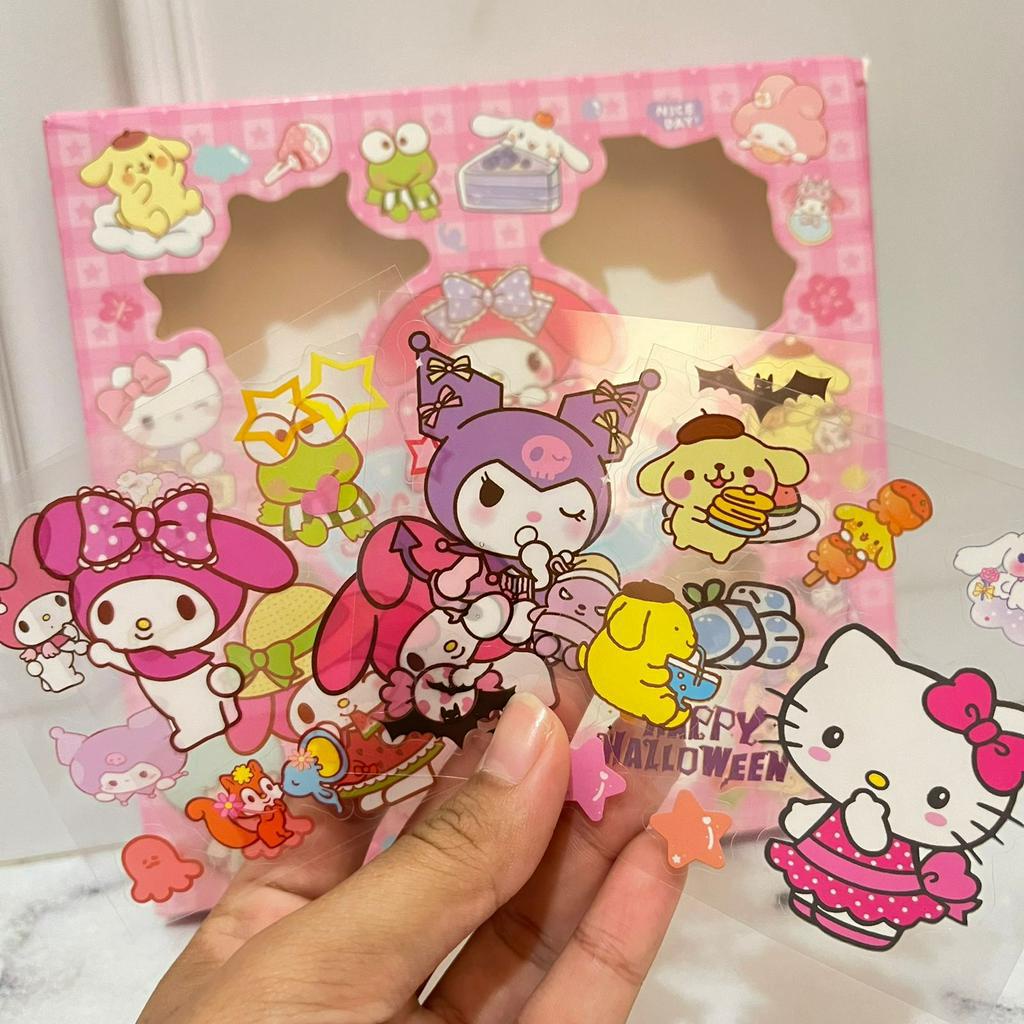 Sticker Sanrio 100 Lembar Lengkap / Stiker Sanrio 1 box isi 100 lbr Transparan Anti Air Kuromi Cinnamoroll Favorit Anak Stationary Alat Tulis Kekinian Imut Lucu Unik Bisa Grosir