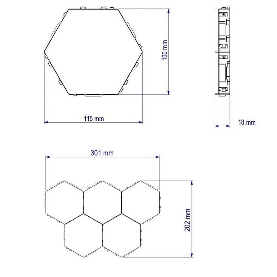 Touch Screen Lampu Dekorasi Interior Dinding Quantum LED Hexagonal