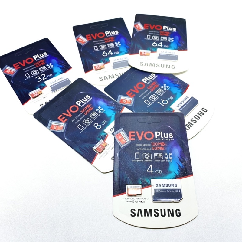 memory card  micro SDXC samsung evo plus class 10 - 4gb - 8gb - 16gb - 32gb - 64gb - 64gb U3 - isi full