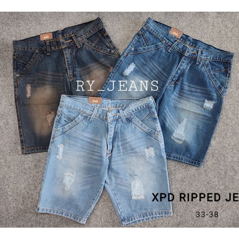 XPD CELANA JEANS PENDEK SOBEK PRIA RIPPED JEANS STREET