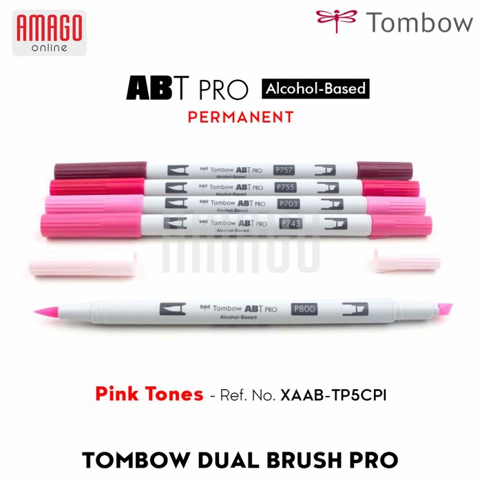 TOMBOW Dual Brush Pen ABT PRO - PINK TONES - 5 packs - XAAB-TP5PI