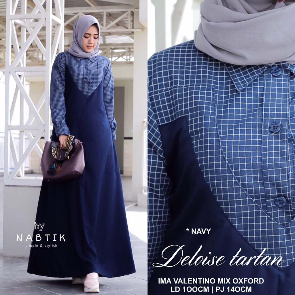 GAMIS DELOISE TARTAN - NAVY - ORI NABTIK