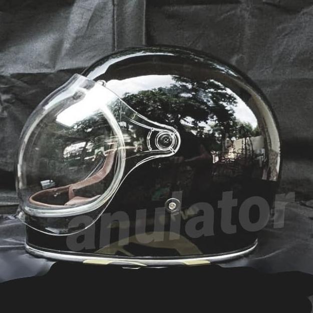 Kaca visor mika helm bogo cakil bubble cafe racer bullit bellstar bell - Hitam 3N0