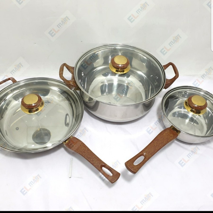 Panci stainless set cookware 6 pc