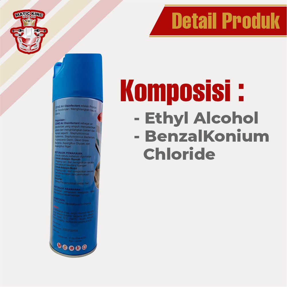 Air Disinfectant Spray Disinfektan udara anti Virus Kuman di udara Zone 500 ml